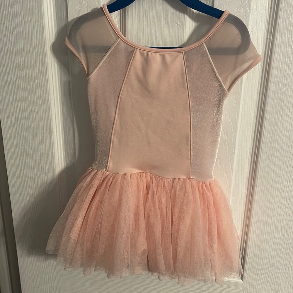Dance leotard with velvet bodice and tulle skirt